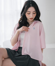 U.S. POLO ASSN. ユーエスポロアッスン W's ワンポイントロゴ刺繍ショート丈半袖気流シャツ 15637