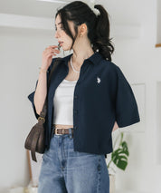 U.S. POLO ASSN. ユーエスポロアッスン W's ワンポイントロゴ刺繍ショート丈半袖気流シャツ 15637
