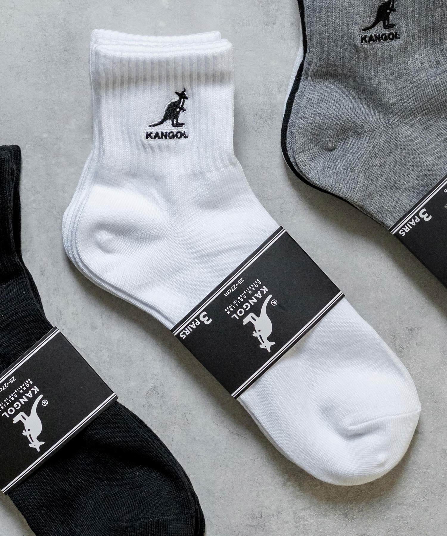 KANGOL カンゴール 3Pワンポイント刺繍クォーターソックス/靴下 15685