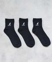 KANGOL カンゴール W's 3P クルー丈スクールリブソックス/ワンポイント刺繍靴下 15687