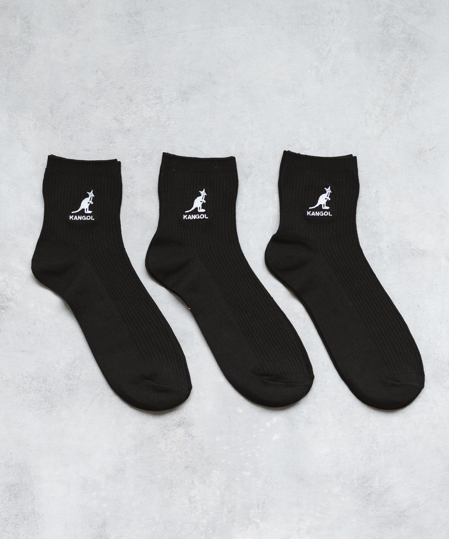 KANGOL カンゴール W's 3P クルー丈スクールリブソックス/ワンポイント刺繍靴下 15687