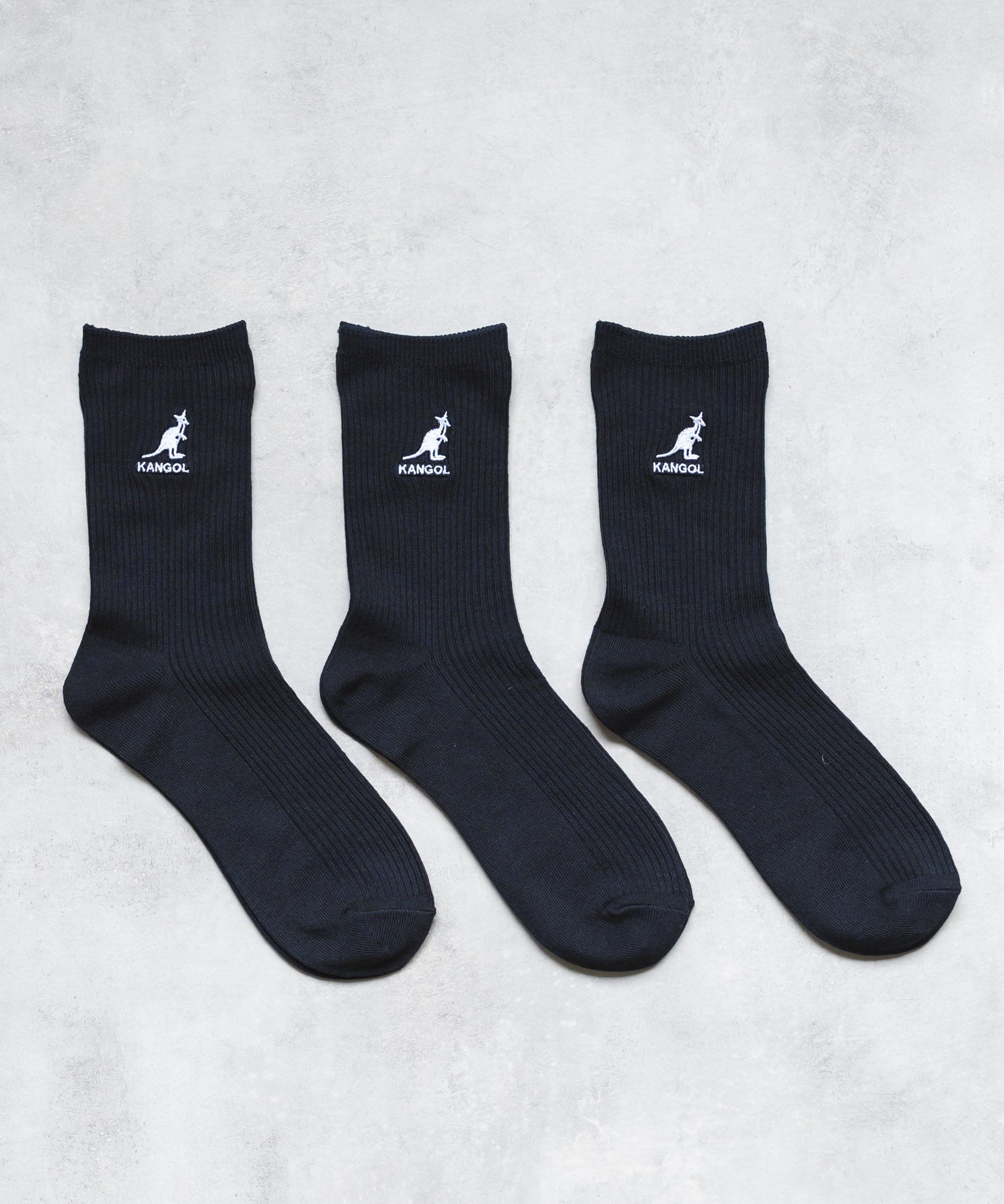 KANGOL カンゴール W's 3P ミドル丈スクールリブソックス/ワンポイント刺繍靴下 15688
