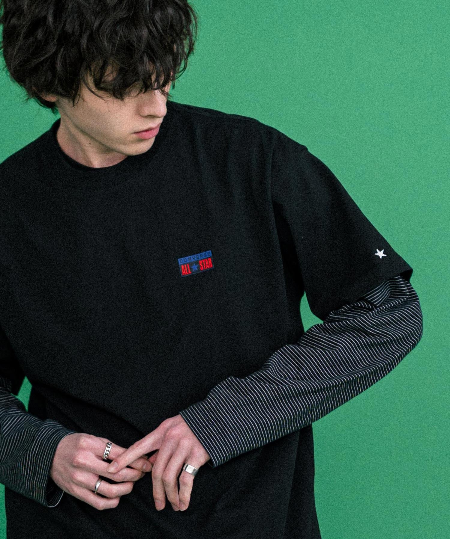 CONVERSE コンバース 天竺プレートロゴ半袖クルーネックTシャツ/ハーフスリーブカットソー 15723