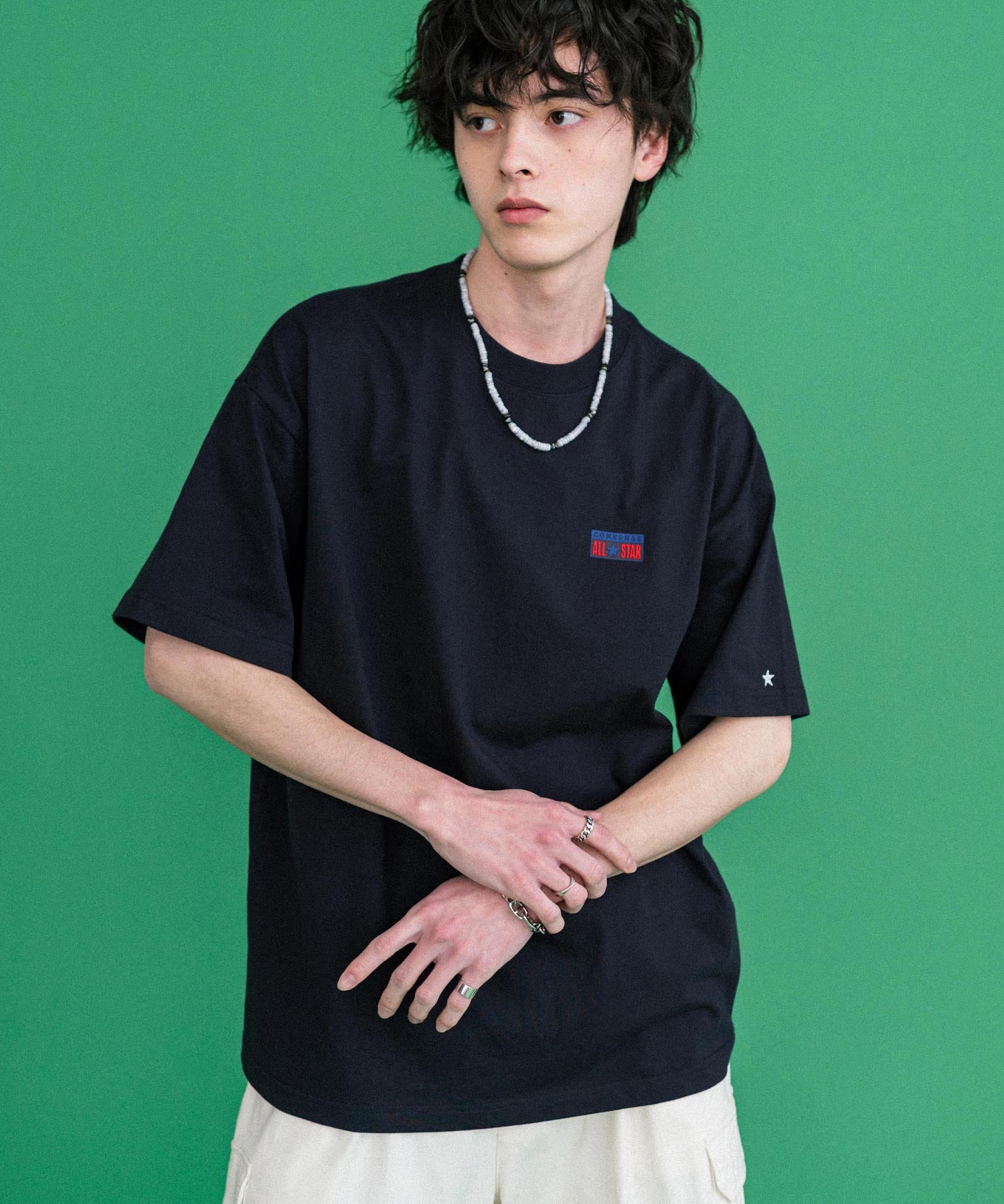 CONVERSE コンバース 天竺プレートロゴ半袖クルーネックTシャツ/ハーフスリーブカットソー 15723