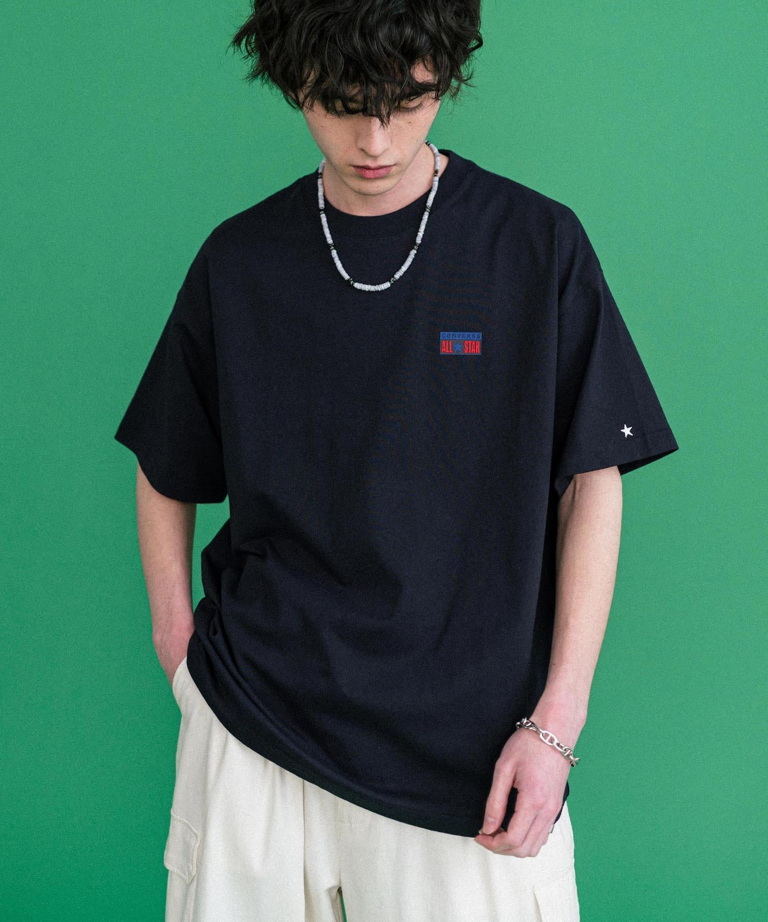 CONVERSE コンバース 天竺プレートロゴ半袖クルーネックTシャツ/ハーフスリーブカットソー 15723