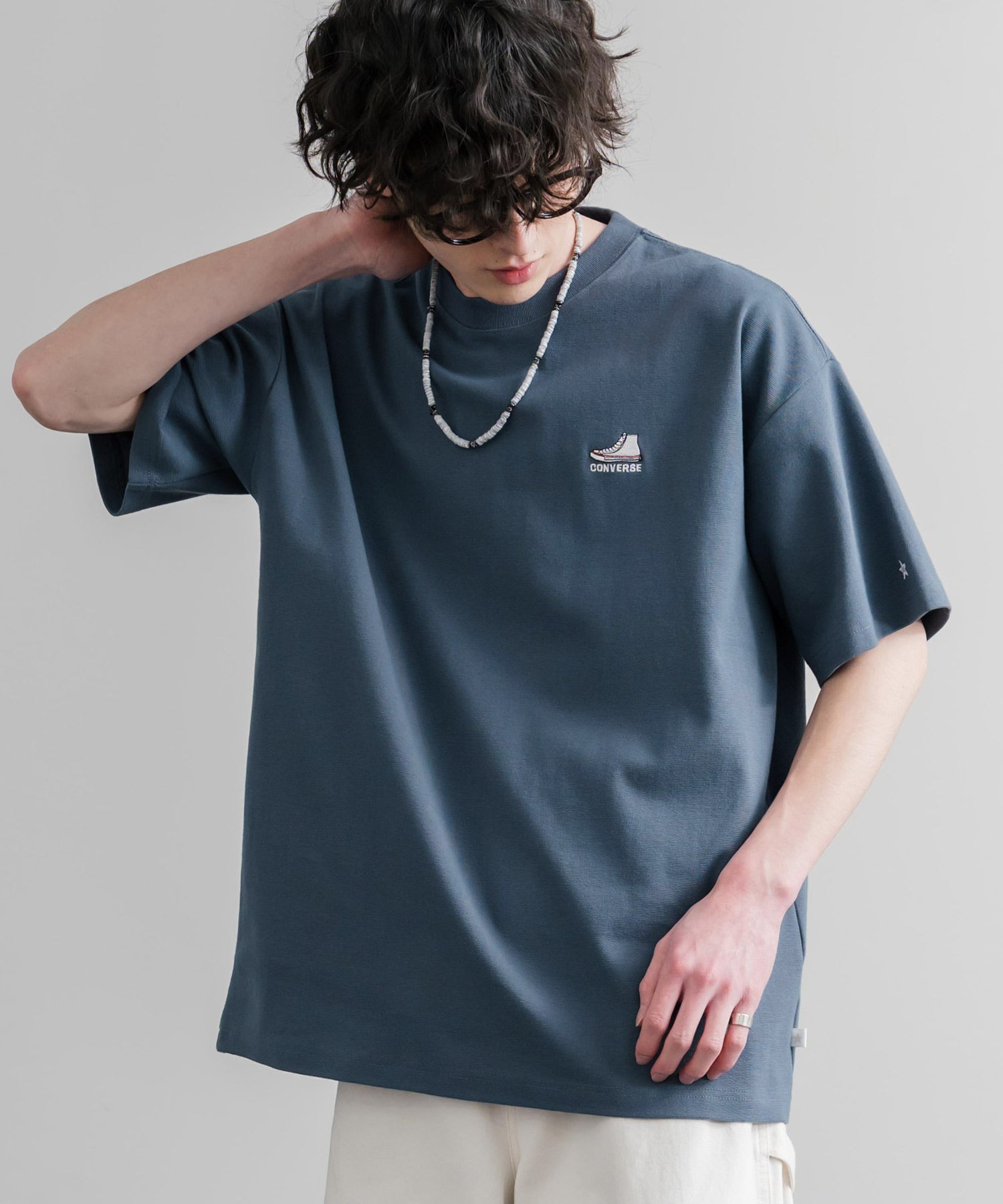 CONVERSE コンバース オーバーサイズフライスシューズエンブレム刺繍半袖ロゴTシャツ 15724