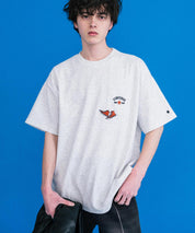 CONVERSE コンバース オーバーサイズフライスシューズエンブレム刺繍胸ポケット付きクルーネック半袖Tシャツ 15725