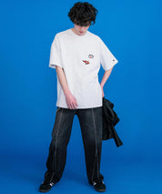 CONVERSE コンバース オーバーサイズフライスシューズエンブレム刺繍胸ポケット付きクルーネック半袖Tシャツ 15725