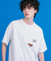 CONVERSE コンバース オーバーサイズフライスシューズエンブレム刺繍胸ポケット付きクルーネック半袖Tシャツ 15725