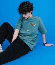 CONVERSE コンバース オーバーサイズフライスシューズエンブレム刺繍胸ポケット付きクルーネック半袖Tシャツ 15725