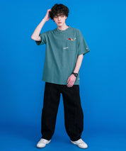 CONVERSE コンバース オーバーサイズフライスシューズエンブレム刺繍胸ポケット付きクルーネック半袖Tシャツ 15725