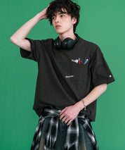 CONVERSE コンバース オーバーサイズフライスシューズエンブレム刺繍胸ポケット付きクルーネック半袖Tシャツ 15725