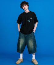 CONVERSE コンバース オーバーサイズフライスシューズエンブレム刺繍胸ポケット付きクルーネック半袖Tシャツ 15725