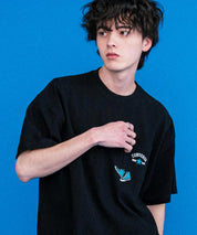 CONVERSE コンバース オーバーサイズフライスシューズエンブレム刺繍胸ポケット付きクルーネック半袖Tシャツ 15725