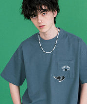 CONVERSE コンバース オーバーサイズフライスシューズエンブレム刺繍胸ポケット付きクルーネック半袖Tシャツ 15725