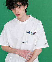 CONVERSE コンバース オーバーサイズフライスシューズエンブレム刺繍胸ポケット付きクルーネック半袖Tシャツ 15725