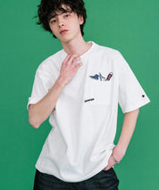 CONVERSE コンバース オーバーサイズフライスシューズエンブレム刺繍胸ポケット付きクルーネック半袖Tシャツ 15725