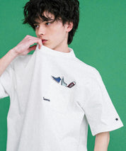 CONVERSE コンバース オーバーサイズフライスシューズエンブレム刺繍胸ポケット付きクルーネック半袖Tシャツ 15725