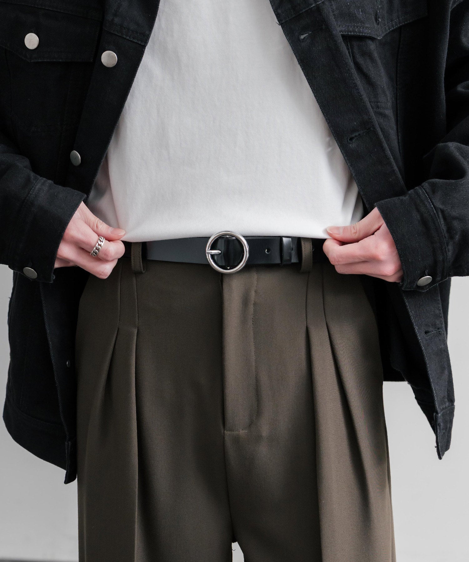 リアルレザー 本革 リングバックルベルト 15727