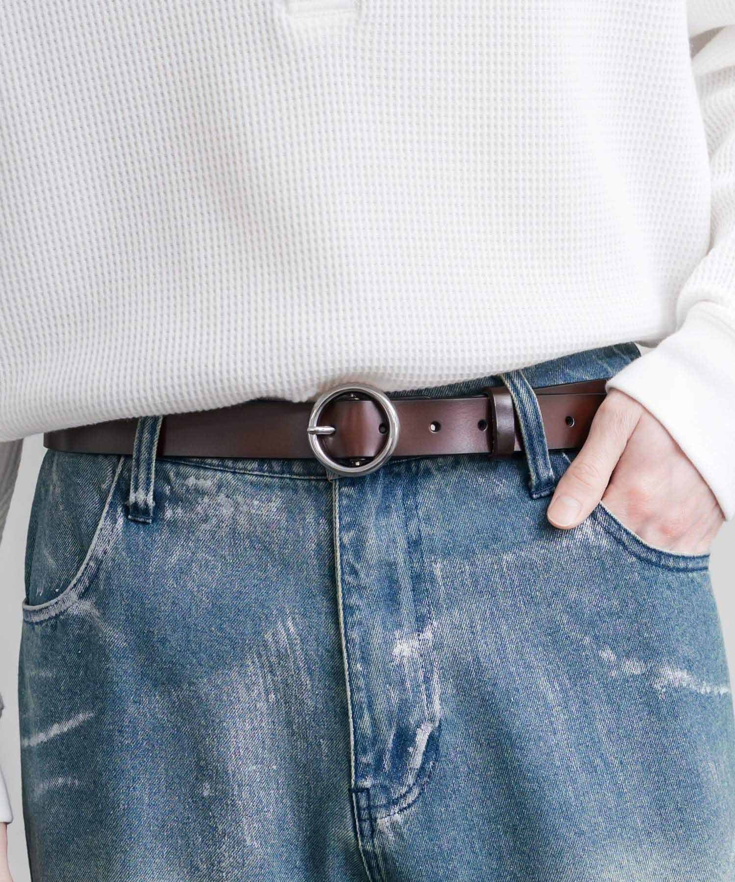 リアルレザー 本革 リングバックルベルト 15727