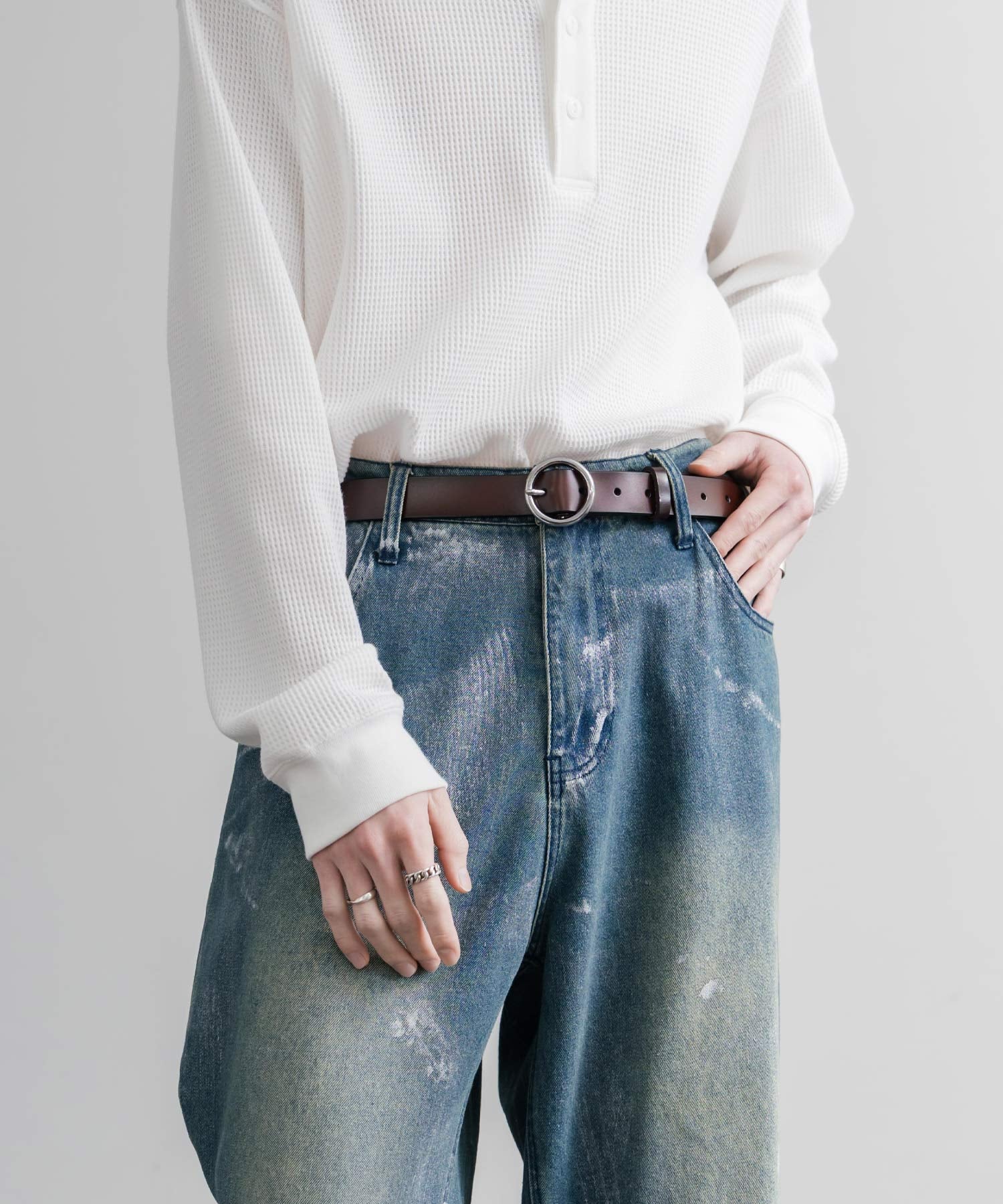 リアルレザー 本革 リングバックルベルト 15727