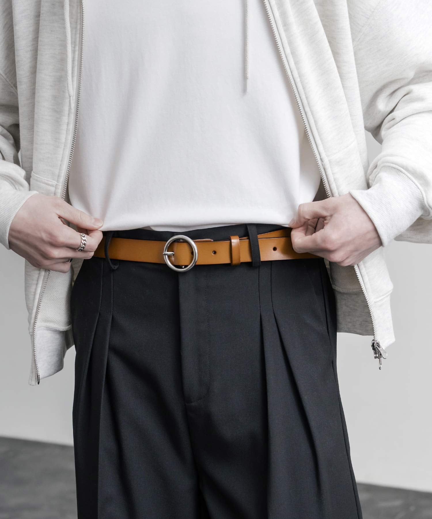 リアルレザー 本革 リングバックルベルト 15727