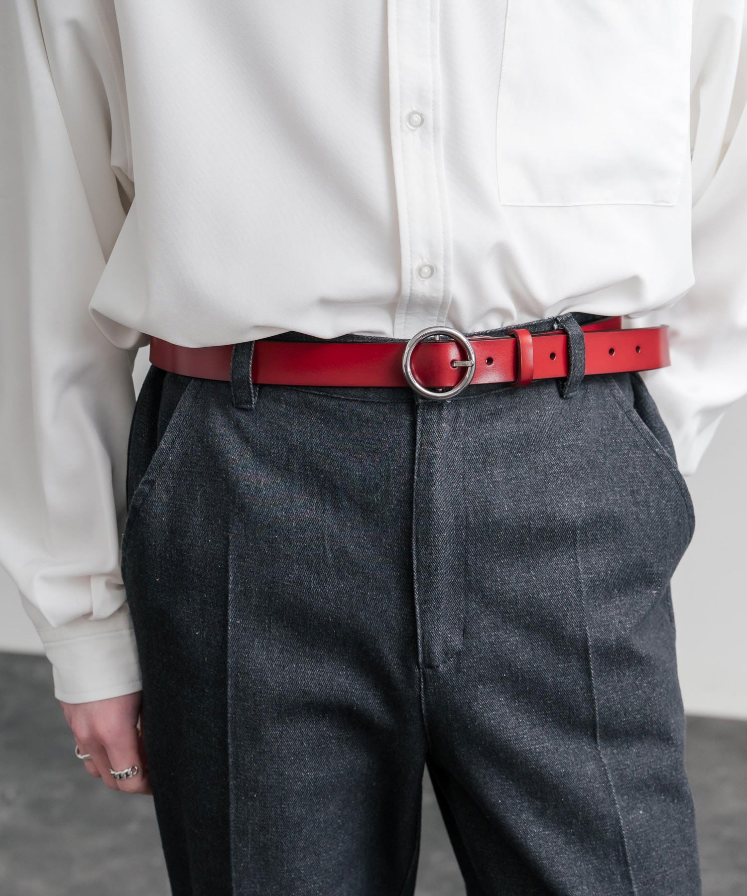 リアルレザー 本革 リングバックルベルト 15727