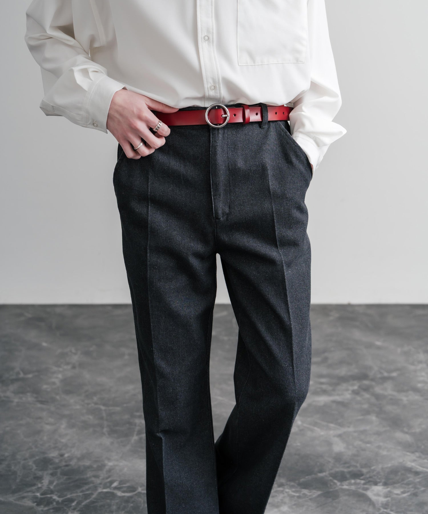 リアルレザー 本革 リングバックルベルト 15727