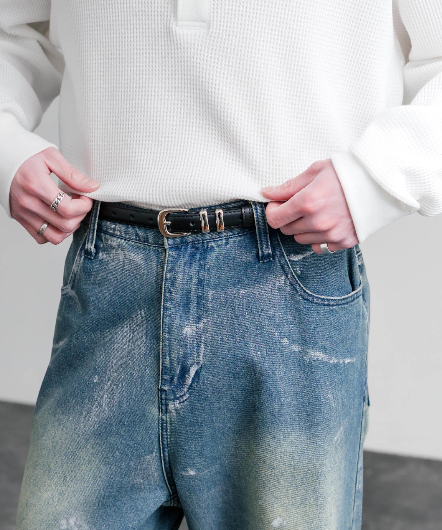 リアルレザー 本革 スクエアバックルベルト 15728