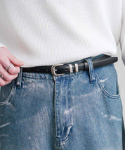 リアルレザー 本革 スクエアバックルベルト 15728