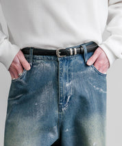 リアルレザー 本革 スクエアバックルベルト 15728