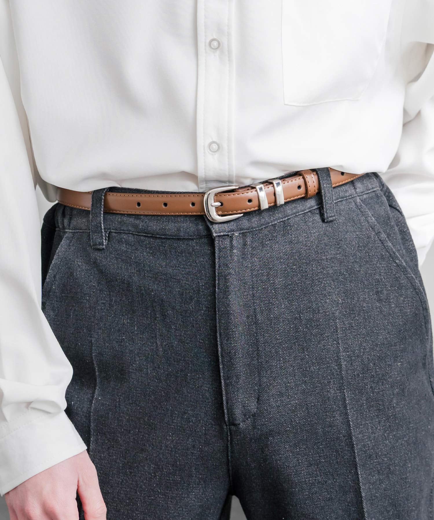 リアルレザー 本革 スクエアバックルベルト 15728