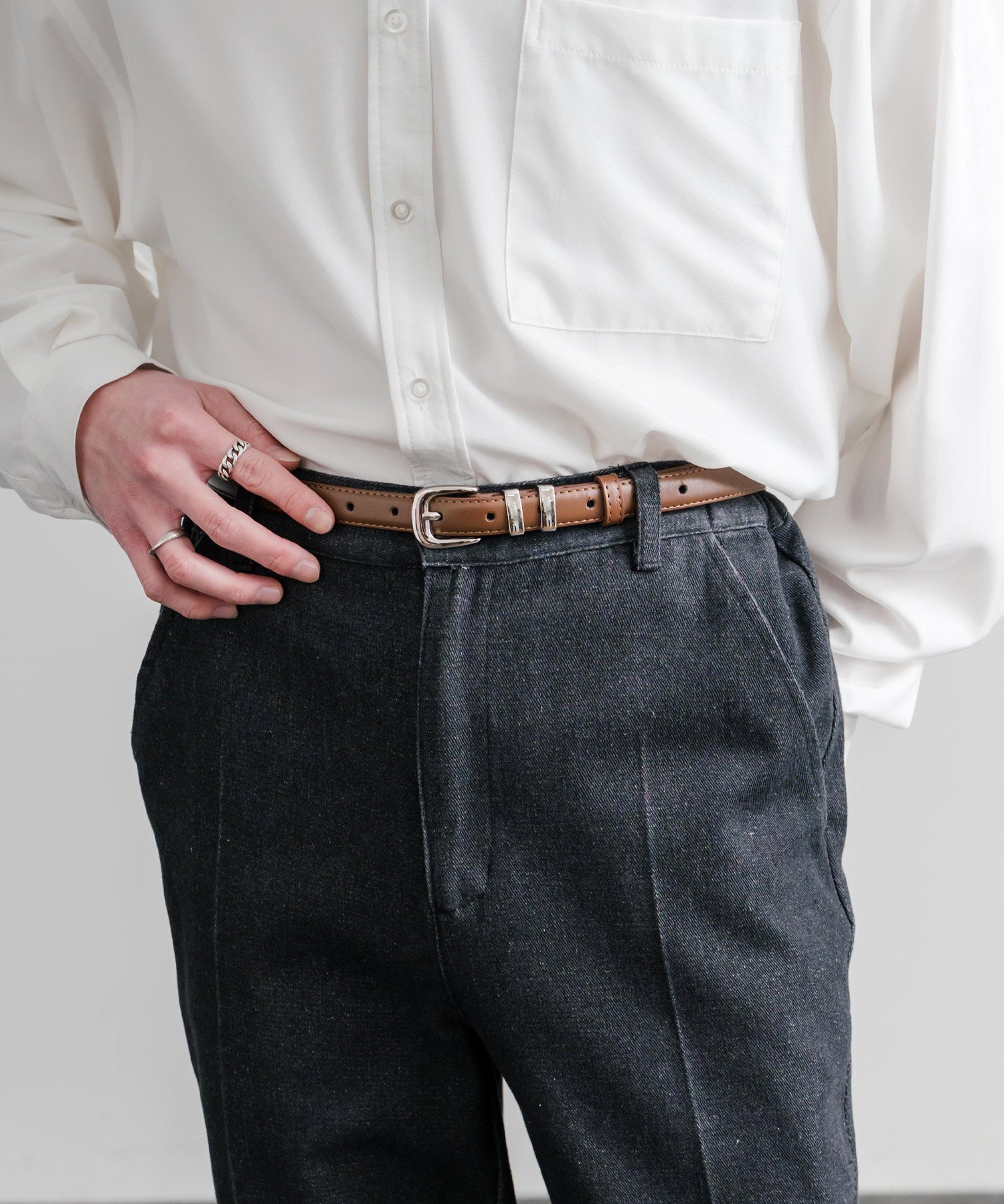 リアルレザー 本革 スクエアバックルベルト 15728