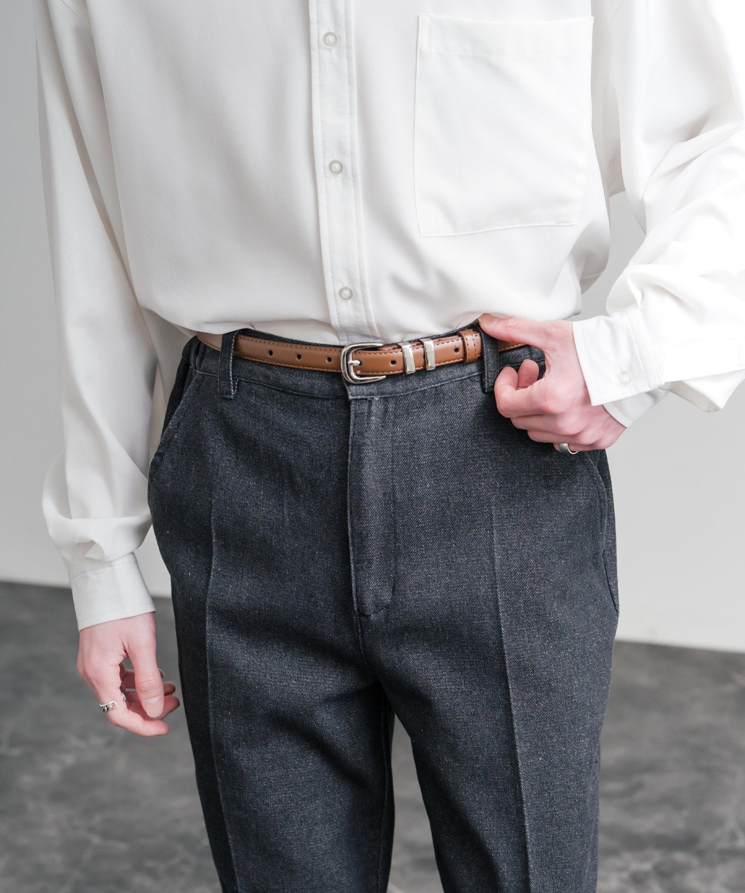 リアルレザー 本革 スクエアバックルベルト 15728