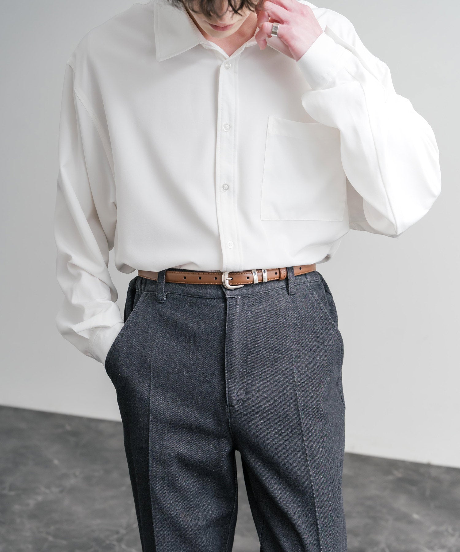 リアルレザー 本革 スクエアバックルベルト 15728