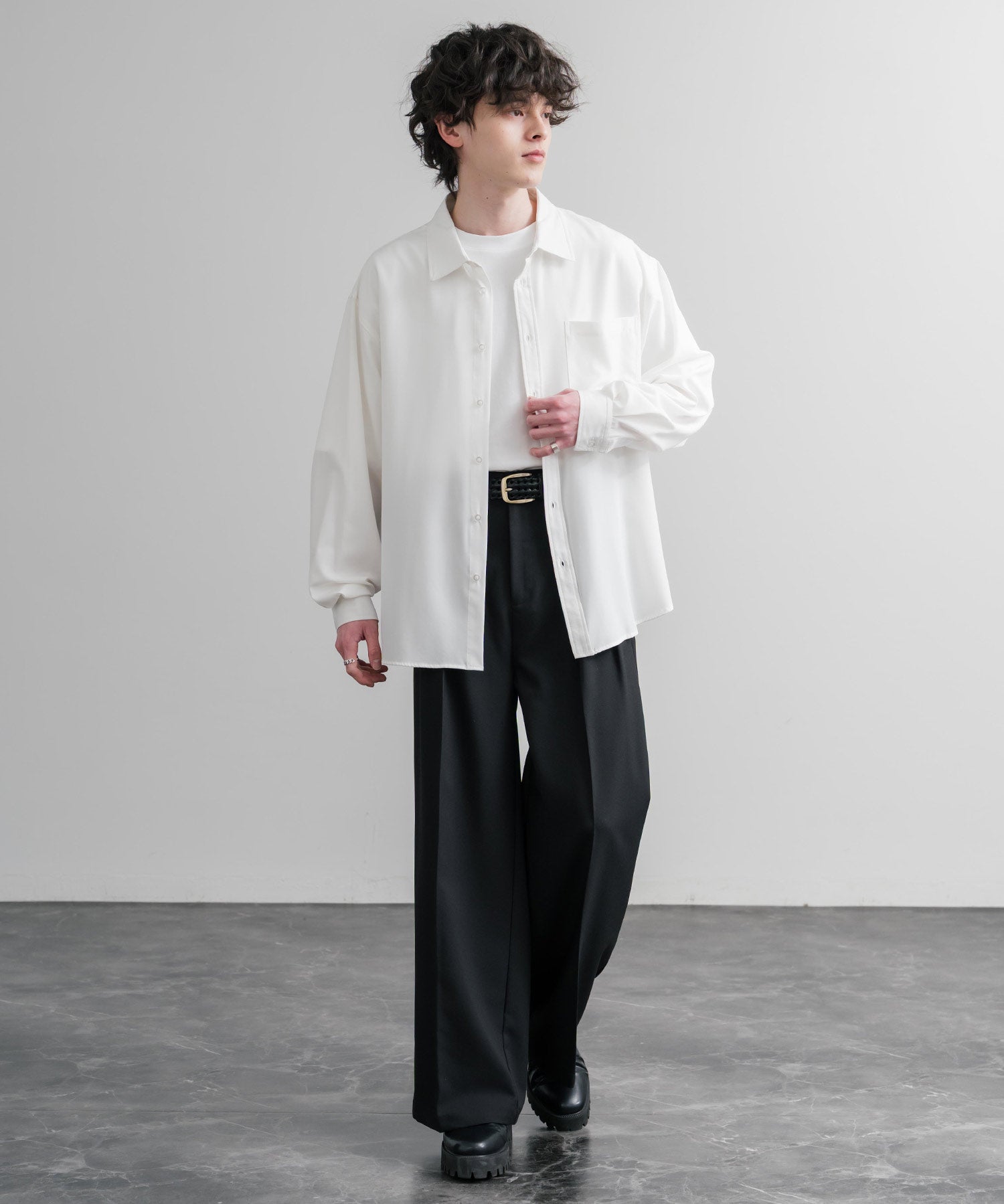 リアルレザー 本革 ラウンドスクエアバックルメッシュベルト 15729