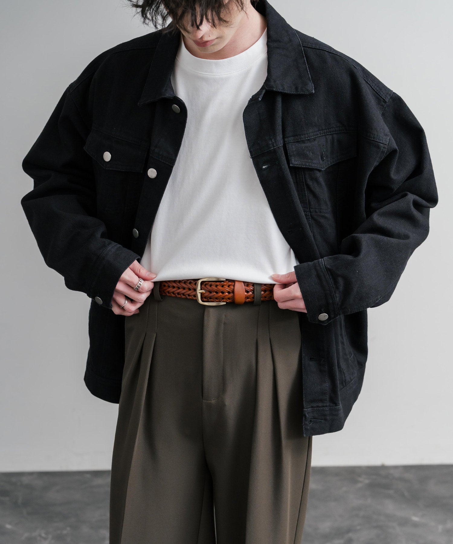 リアルレザー 本革 ラウンドスクエアバックルメッシュベルト 15729