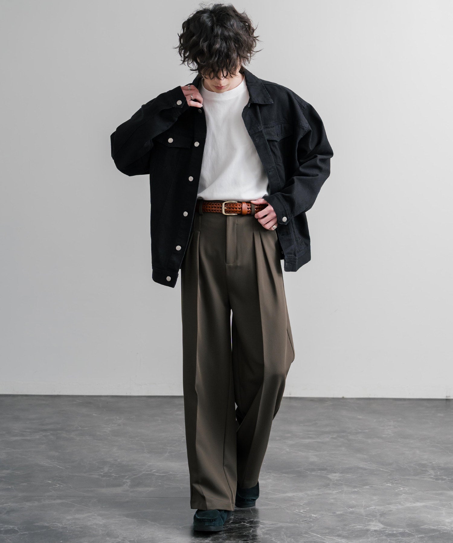 リアルレザー 本革 ラウンドスクエアバックルメッシュベルト 15729