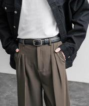 リアルレザー 本革 マットスクエアバックルベルト 15730