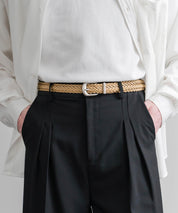 リアルレザー 本革 ラウンドバックルメッシュベルト 15731