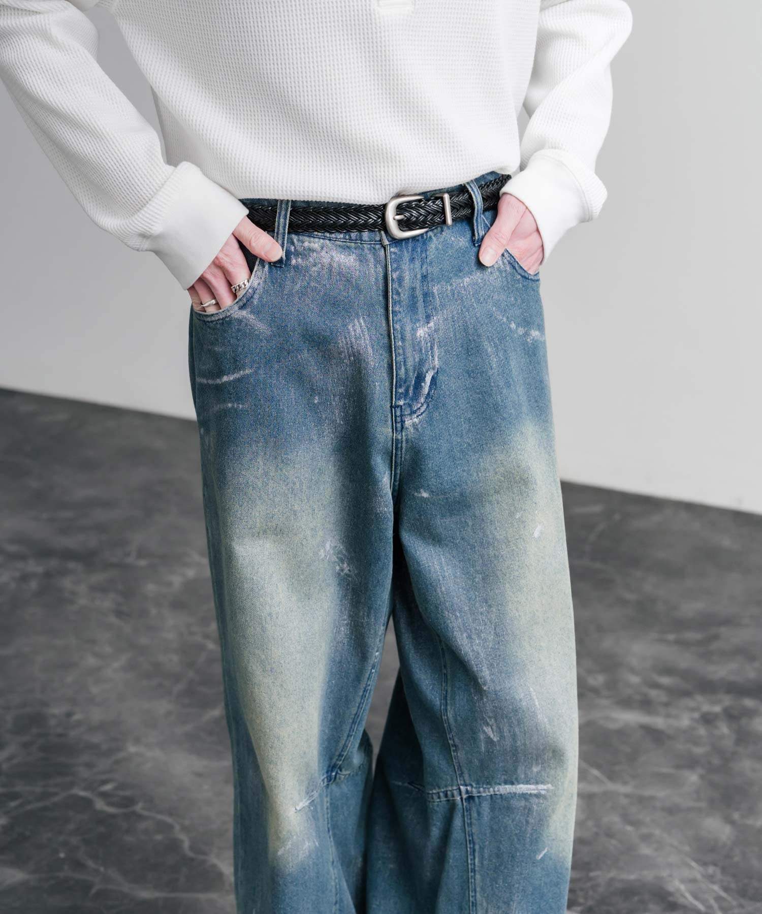 リアルレザー 本革 ラウンドバックルメッシュベルト 15731