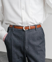 リアルレザー 本革 ラウンドバックルメッシュベルト 15731