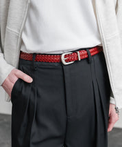 リアルレザー 本革 ラウンドバックルメッシュベルト 15731