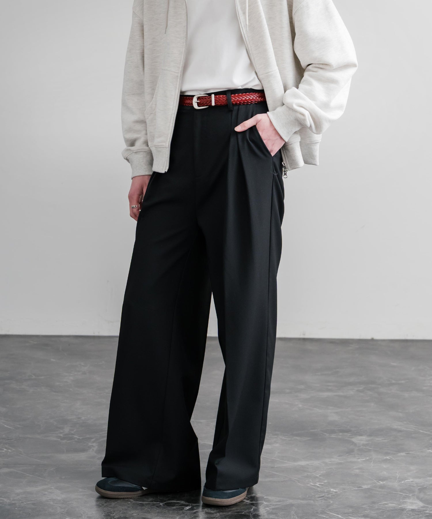 リアルレザー 本革 ラウンドバックルメッシュベルト 15731