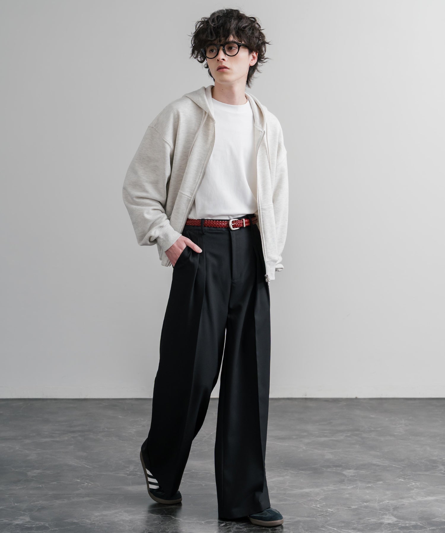 リアルレザー 本革 ラウンドバックルメッシュベルト 15731