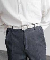 リアルレザー 本革 ラウンドバックルメッシュベルト 15731