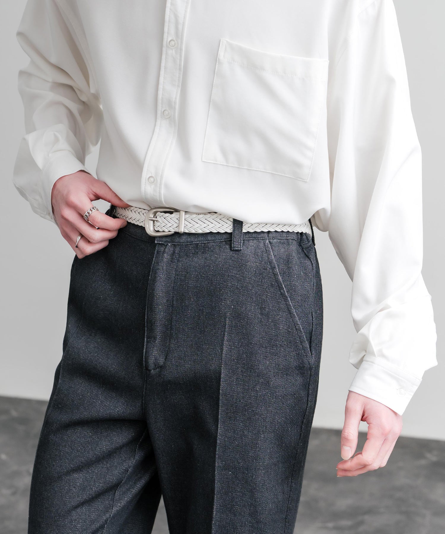 リアルレザー 本革 ラウンドバックルメッシュベルト 15731