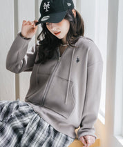 U.S. POLO ASSN. ユーエスポロアッスン W's オーバーサイズワンポイントロゴ刺繍スウェットライクニット短丈長袖パーカー 15732