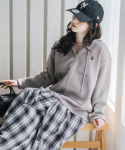 U.S. POLO ASSN. ユーエスポロアッスン W's オーバーサイズワンポイントロゴ刺繍スウェットライクニット短丈長袖パーカー 15732