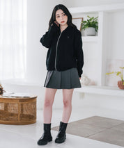U.S. POLO ASSN. ユーエスポロアッスン W's オーバーサイズワンポイントロゴ刺繍スウェットライクニット短丈長袖パーカー 15732